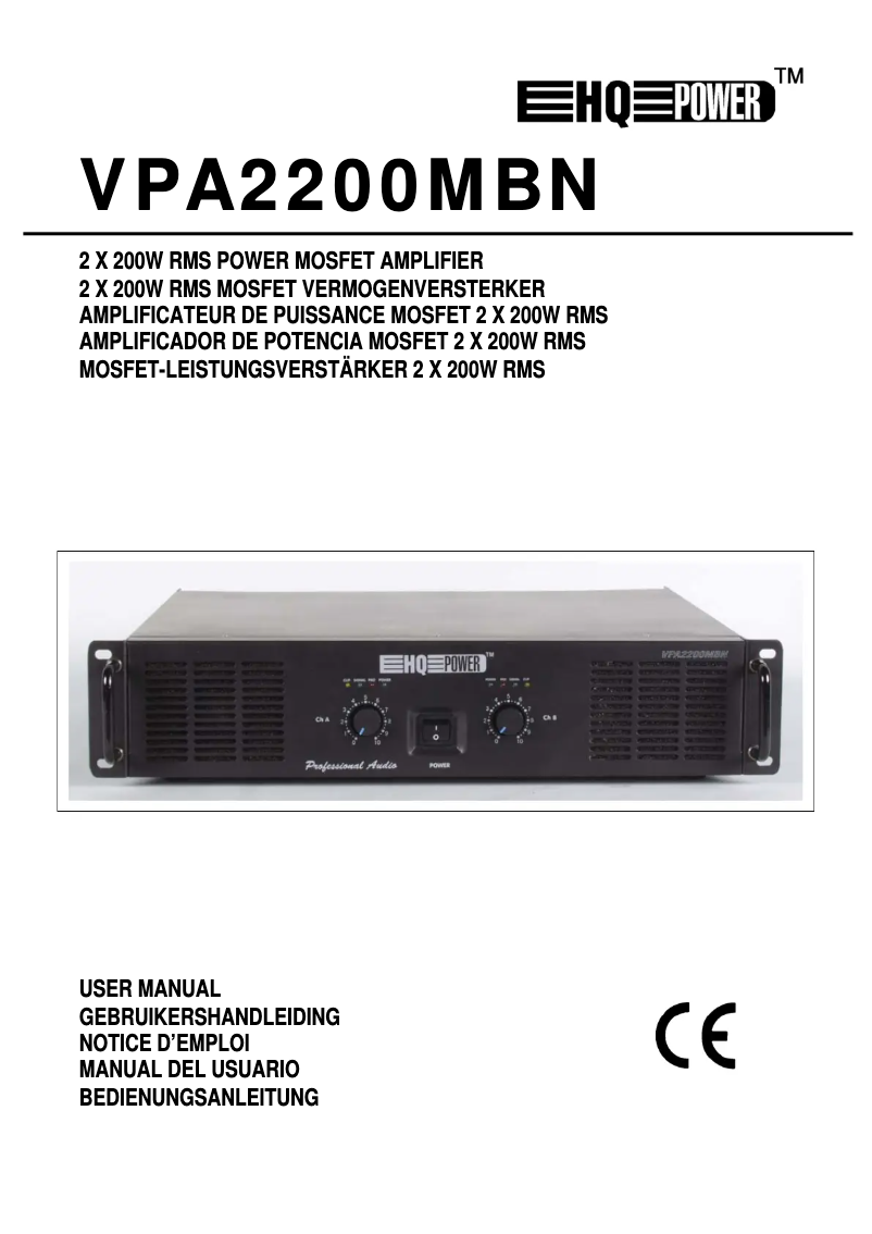 Page 1 de la notice Manuel utilisateur HQ Power VPA2200MBN