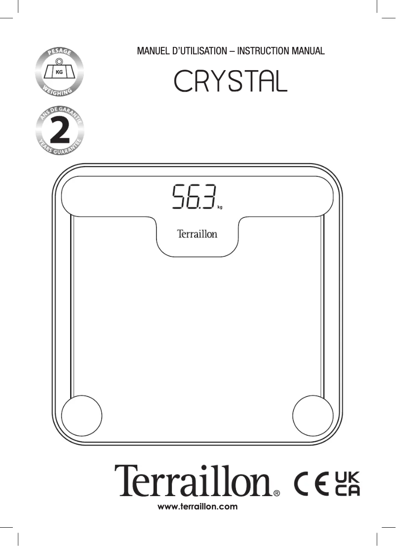 Page 1 de la notice Manuel utilisateur Terraillon Crystal