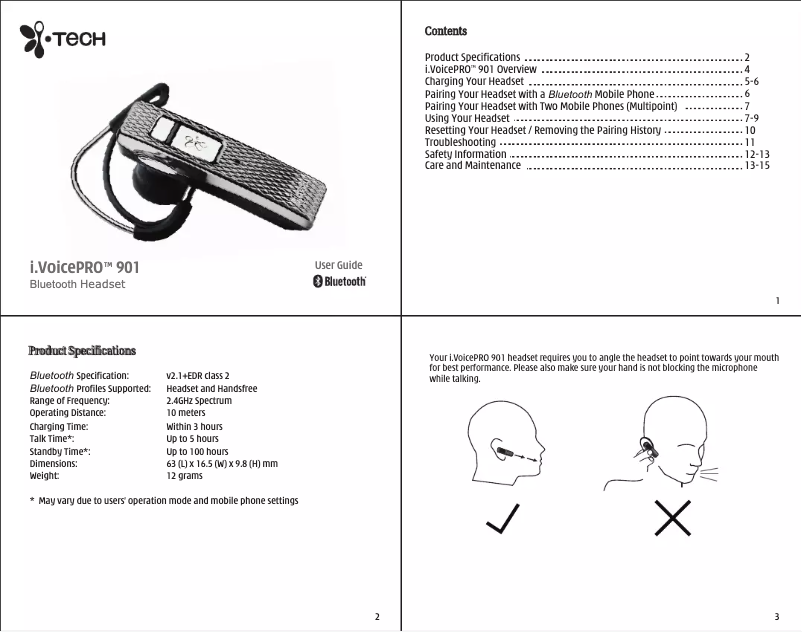 Image de la première page du manuel de l'appareil i.VoicePRO 901