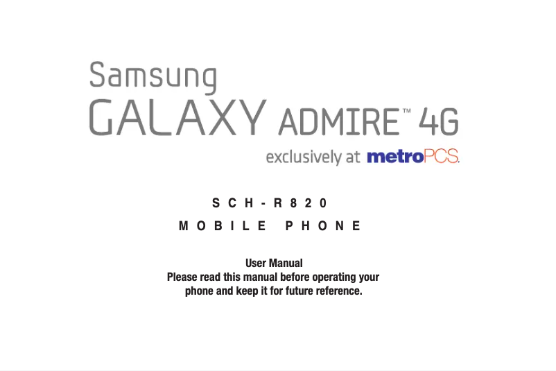 Page 1 de la notice Manuel utilisateur Samsung Galaxy Admire 4G