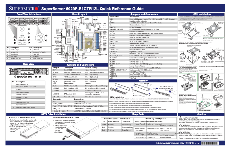 Image de la première page du manuel de l'appareil SuperStorage 5029P-E1CTR12L