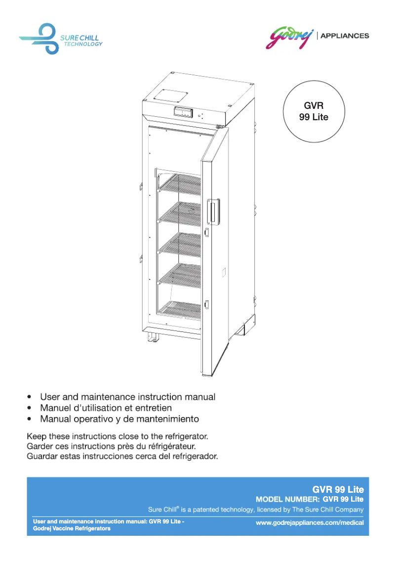 Page n°1 - Manuel utilisateur Godrej GVR 99 LITE