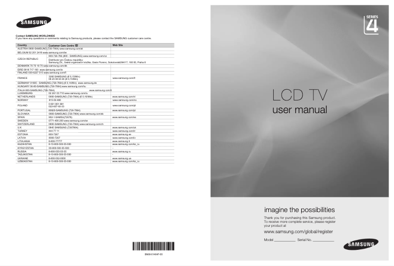 Page n°1 - Manuel utilisateur Samsung LE40A446T1W