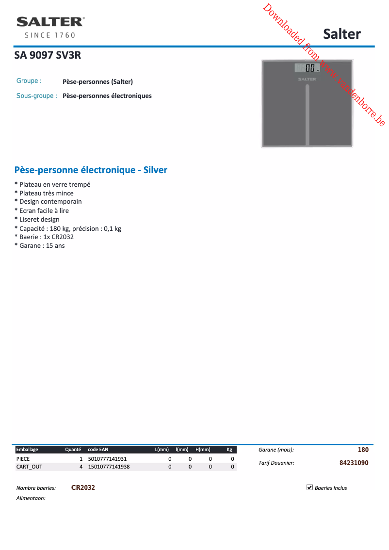 Image de la première page du manuel de l'appareil 9097 SV3R