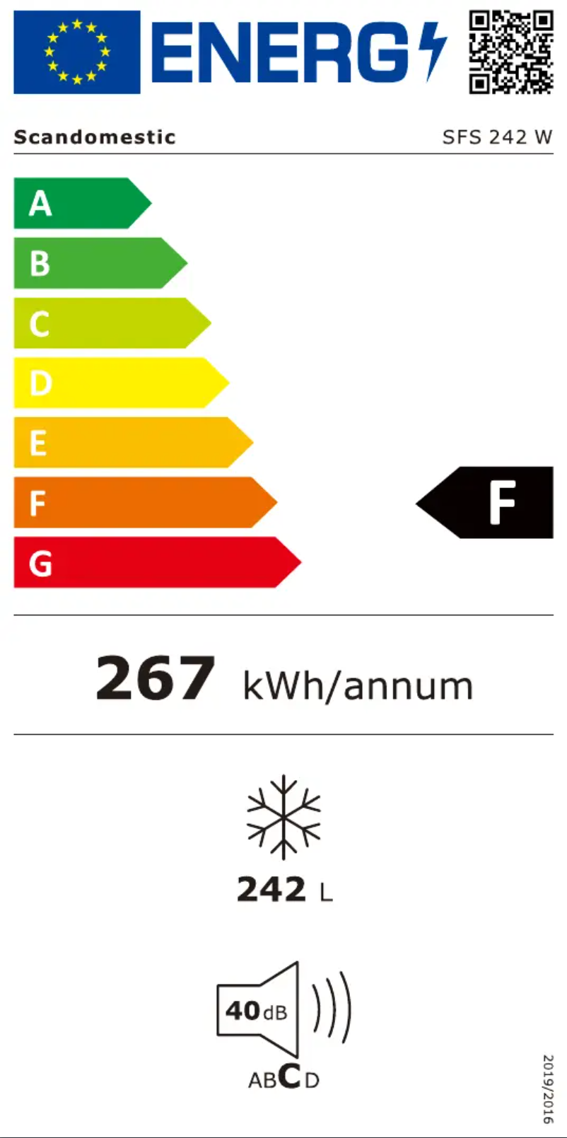 Page n°1 - Label énergétique Scandomestic SFS 242 W