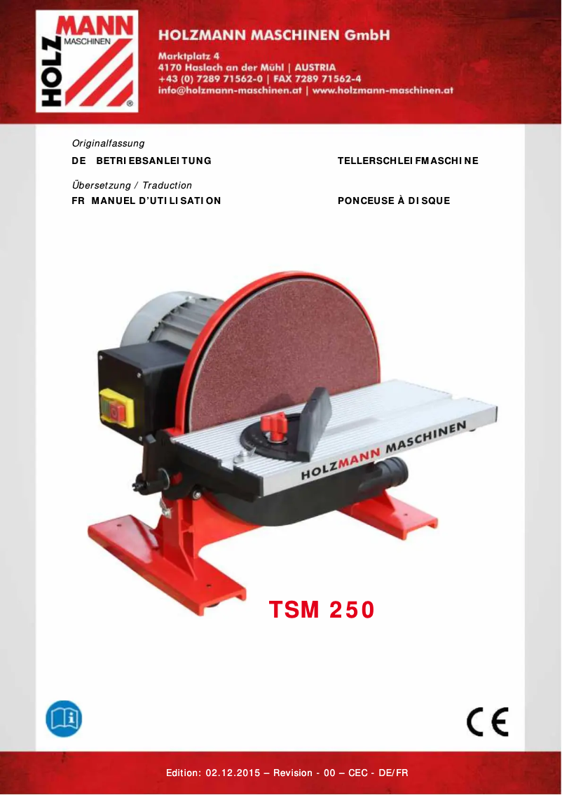 Page n°1 - Manuel utilisateur Holzmann TSM250