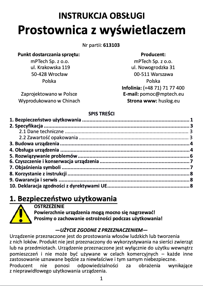 Image de la première page du manuel de l'appareil BE-500334