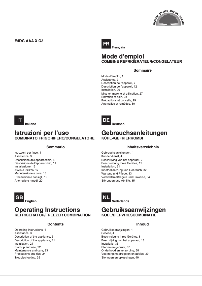 Page n°1 - Manuel utilisateur Hotpoint Ariston E4DG AAA X O3