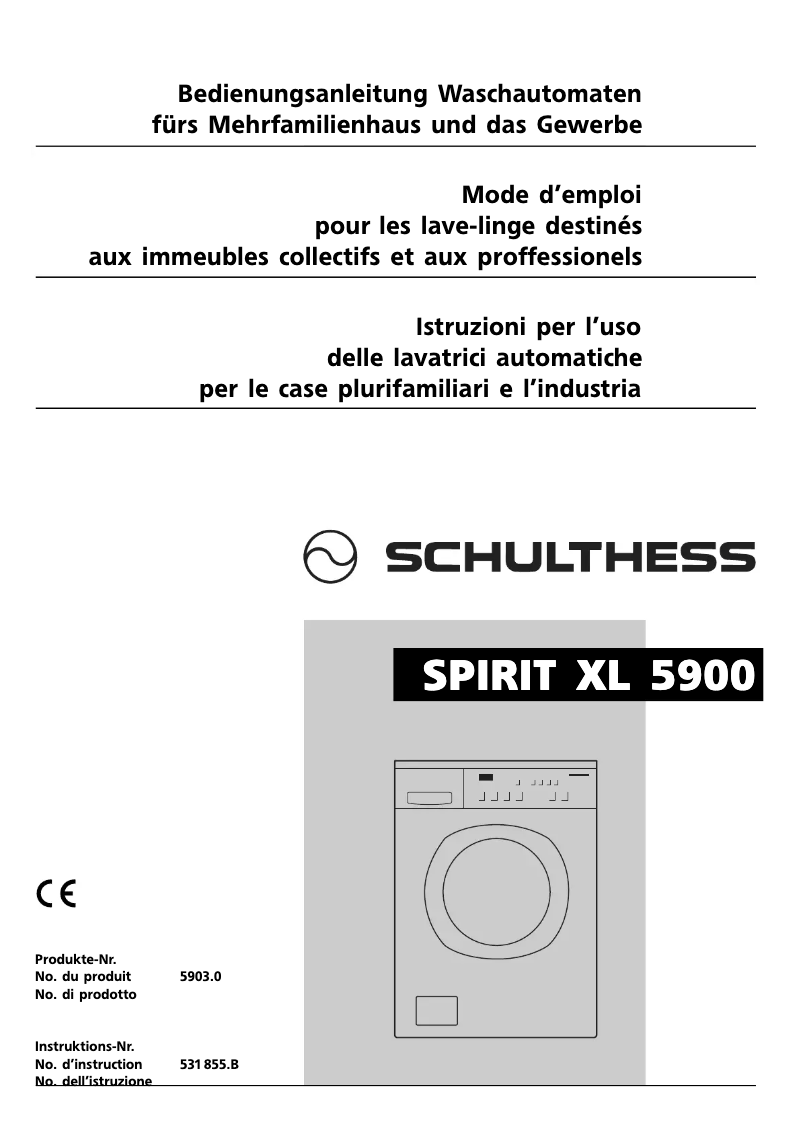 Page n°1 - Manuel utilisateur Schulthess Spirit TopLine XL 5900