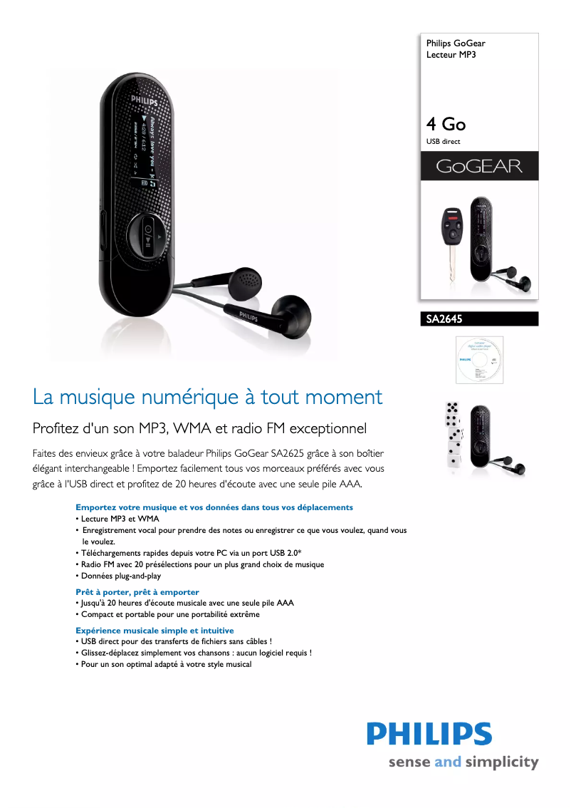 Image de la première page du manuel de l'appareil GoGear SA2645