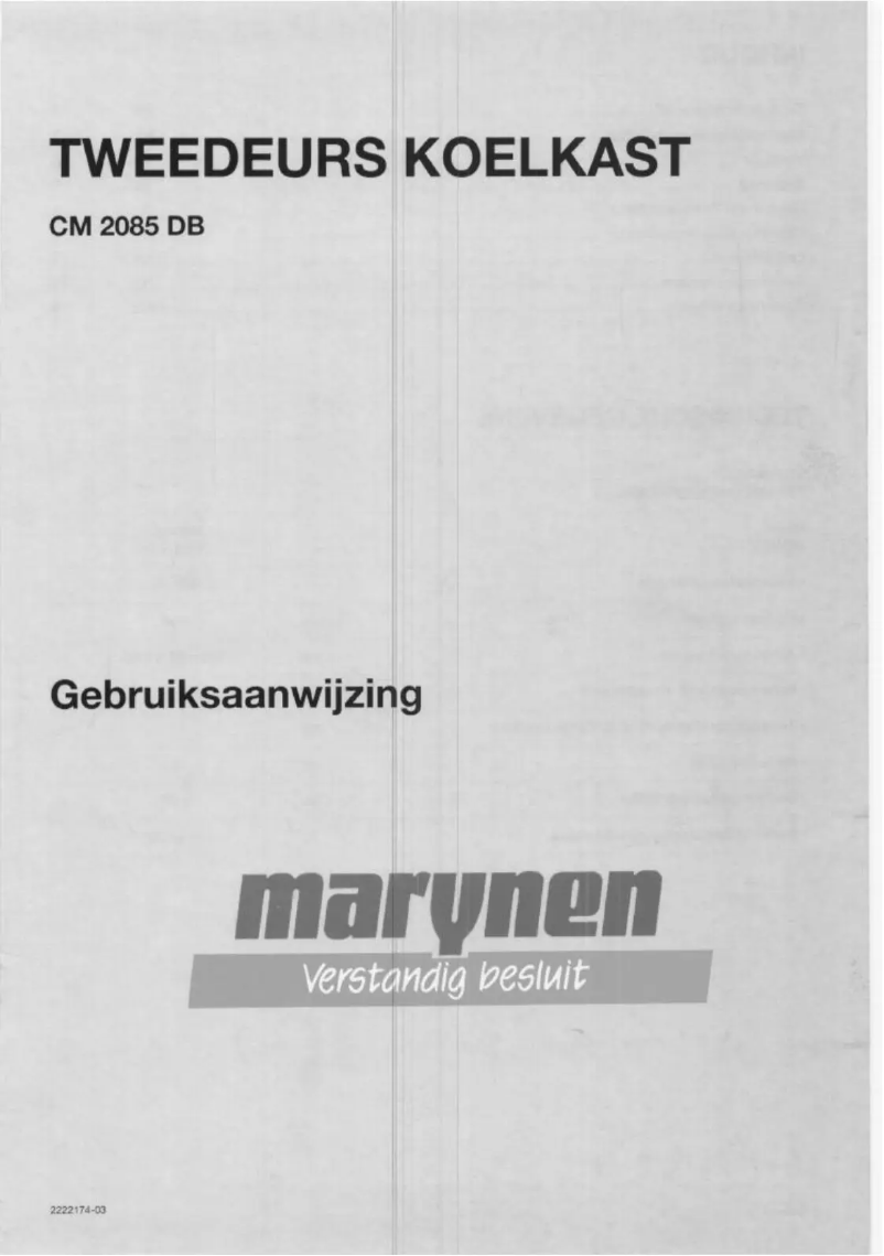 Page 1 de la notice Manuel utilisateur Marynen CM 2085 DB