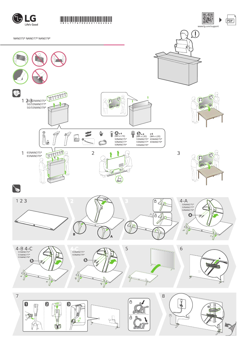 Page 1 de la notice Guide d'installation LG 55NANO756PA