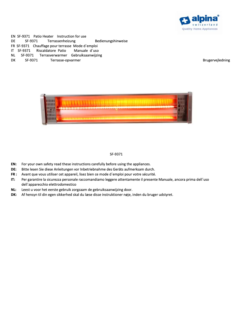 Página 1 del manual Manual de usuario Alpina SF-9371