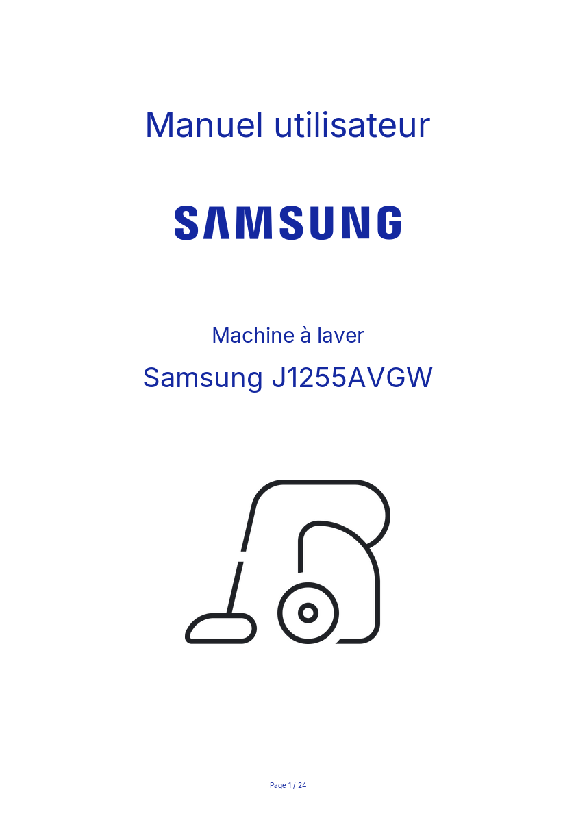 Image de la première page du manuel de l'appareil J1255AVGW