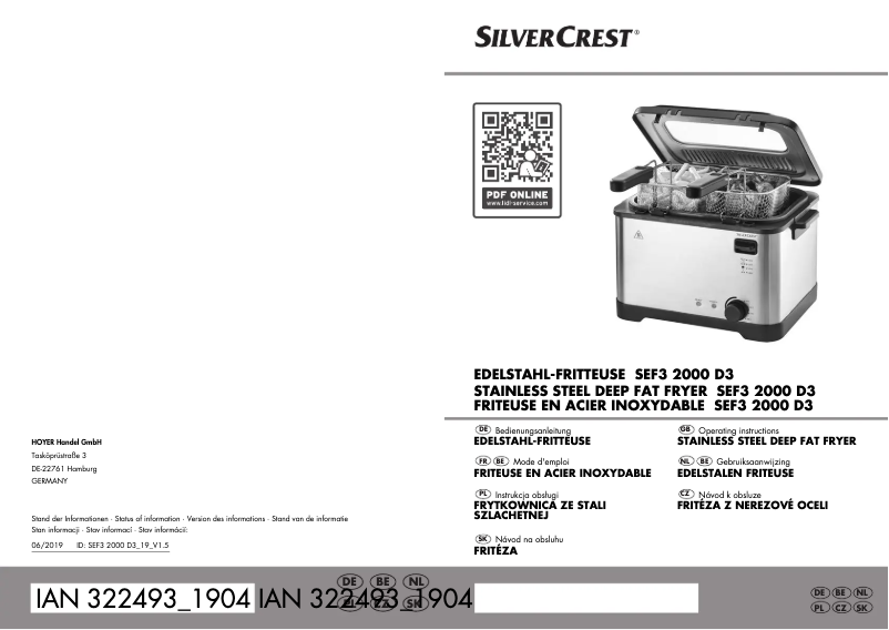 Page n°1 - Manuel utilisateur SilverCrest SEF 2000 A1