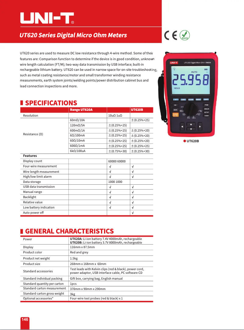 Page n°1 - Fiche technique Uni-T UT620B