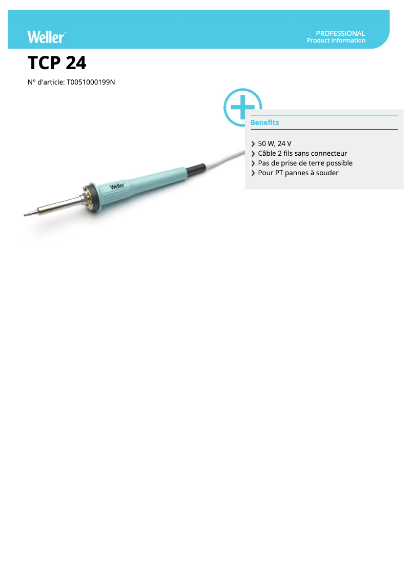 Página 1 del manual Ficha técnica Weller TCP 24