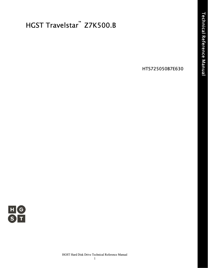 Page n°1 - Manuel utilisateur HGST Travelstar Z7K500.B