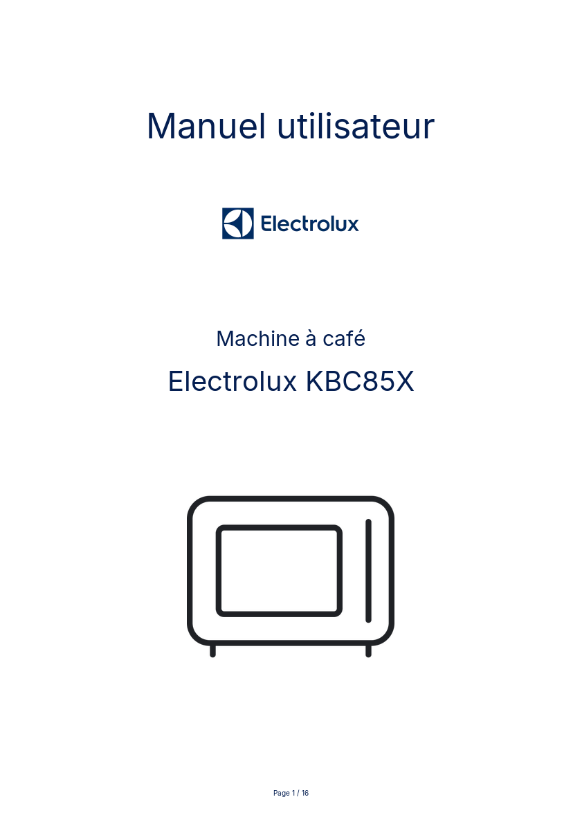 Page n°1 - Manuel utilisateur Electrolux KBC85X