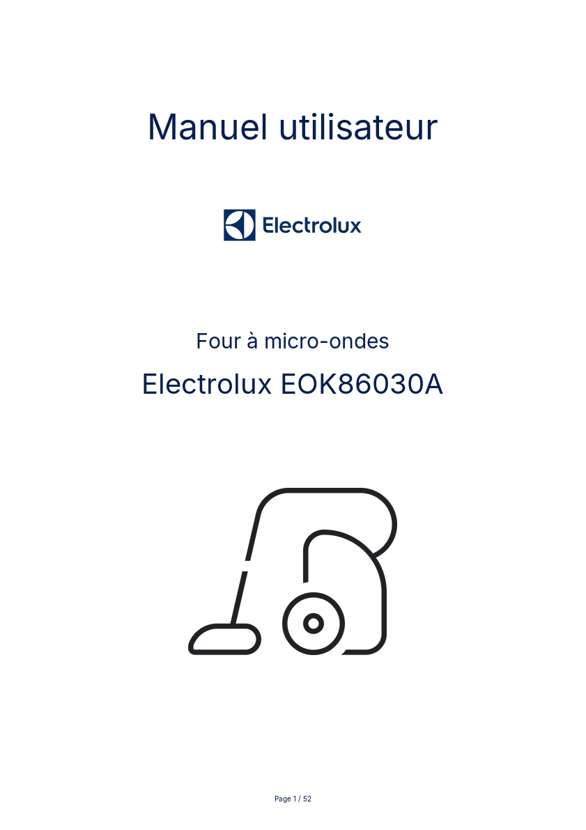 Page n°1 - Manuel utilisateur Electrolux EOK86030A