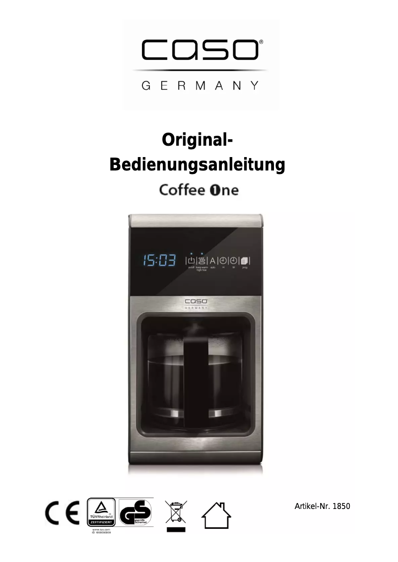 Page n°1 - Manuel utilisateur Caso Coffee One