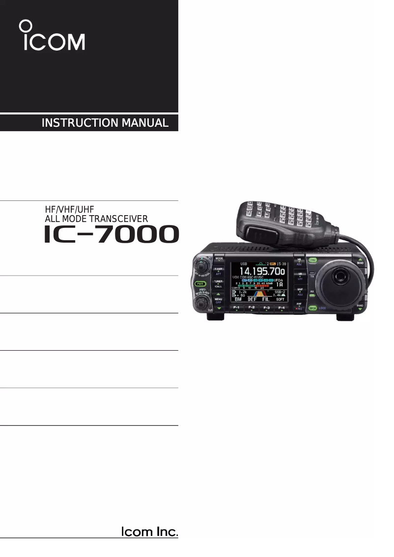 Image de la première page du manuel de l'appareil IC-7000