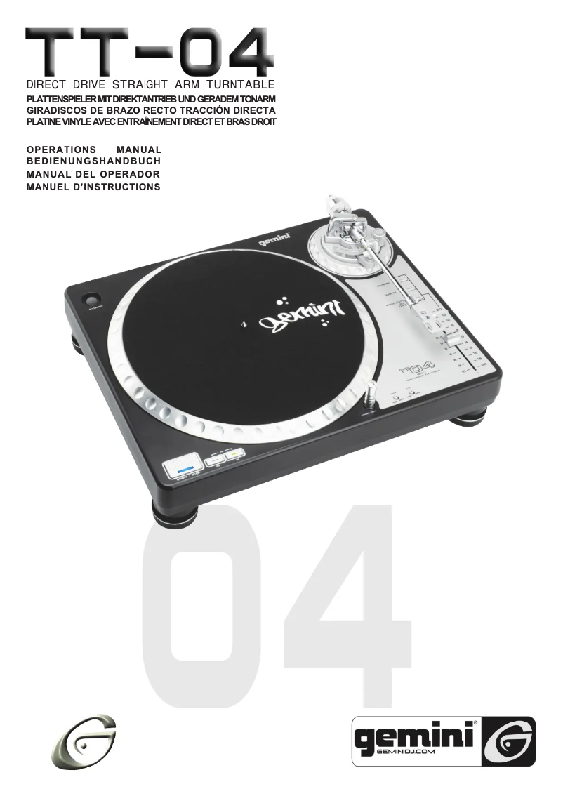 Page 1 de la notice Manuel utilisateur Gemini TT-2000