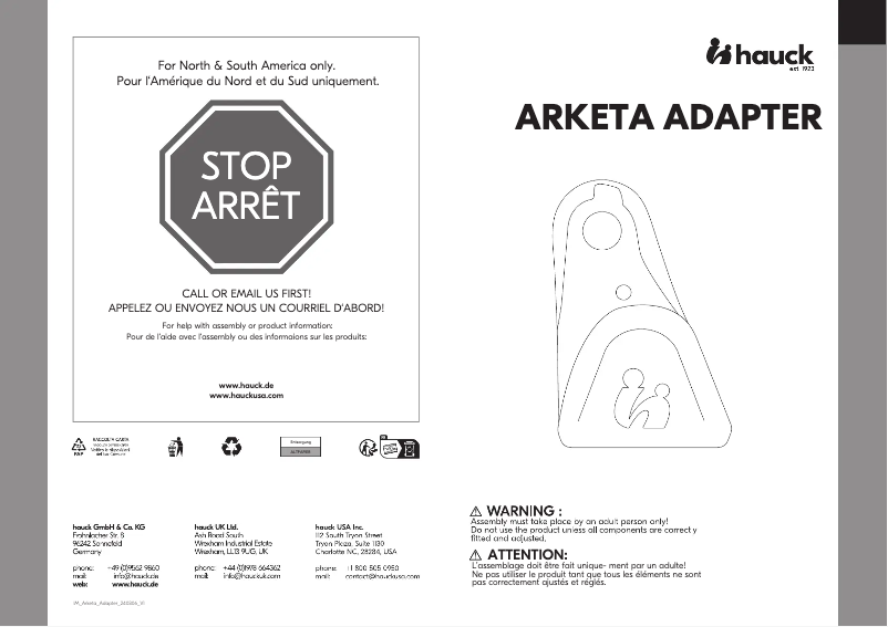 Image de la première page du manuel de l'appareil Arketa Adapter