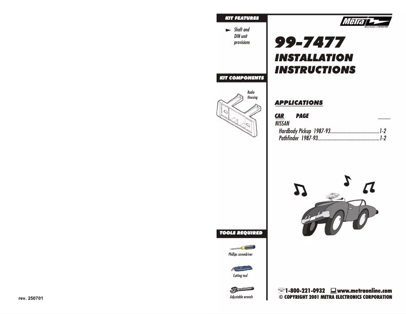 Page n°1 - Manuel utilisateur Metra 99-7477