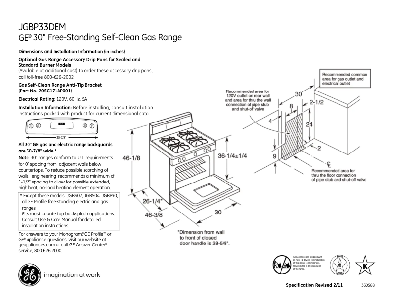 Imagen de la primera página del manual del dispositivo JGBP33DEMWW