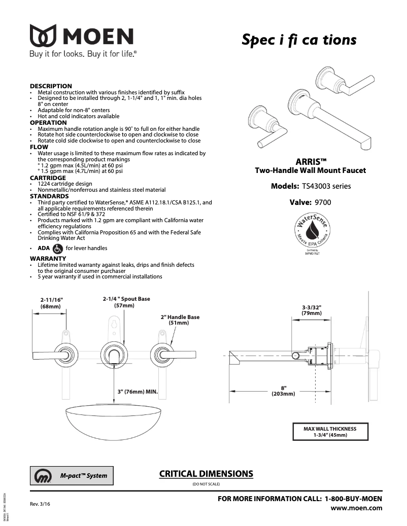 Image de la première page du manuel de l'appareil Arris TS43003