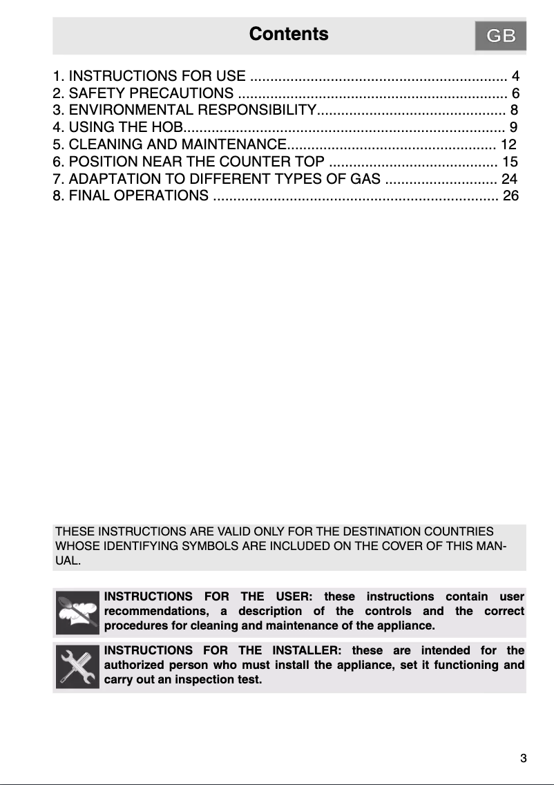 Page 1 de la notice Manuel utilisateur Smeg PGA95F-4