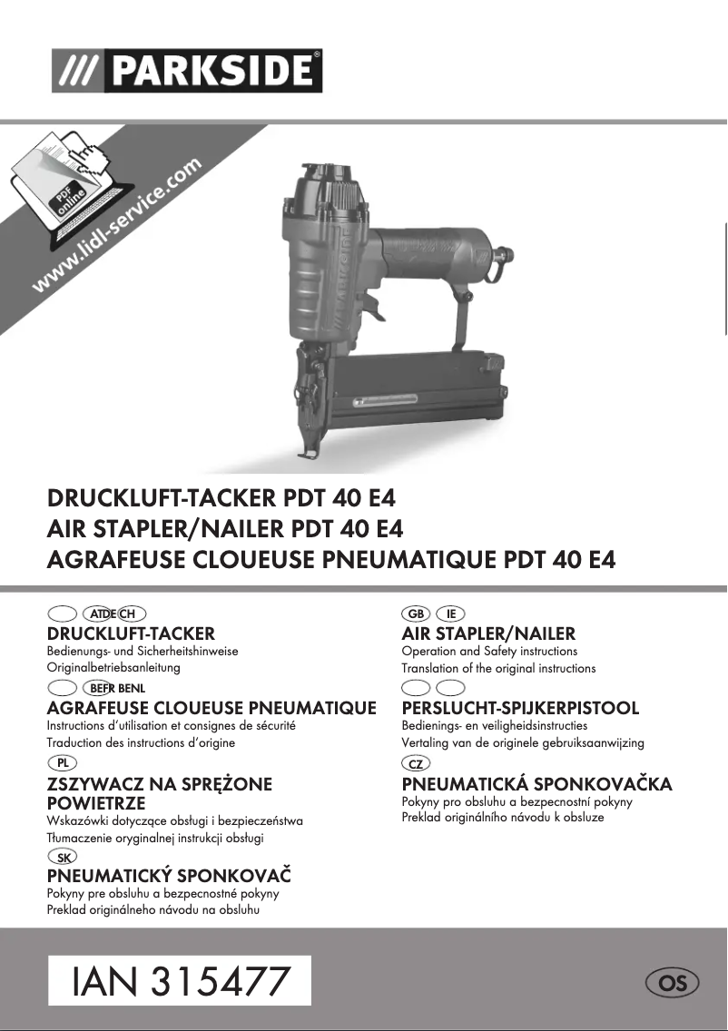 Page 1 de la notice Manuel utilisateur Parkside PDT 40 E4