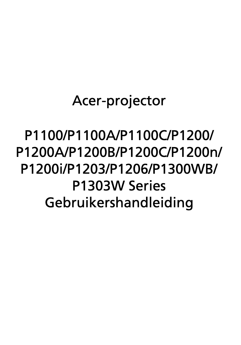 Page 1 de la notice Manuel utilisateur Acer P1203