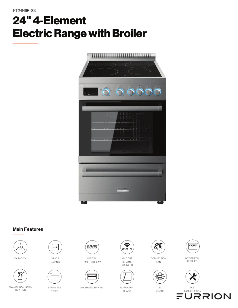 Page 1 de la notice Fiche technique Furrion FT24N62R-SS