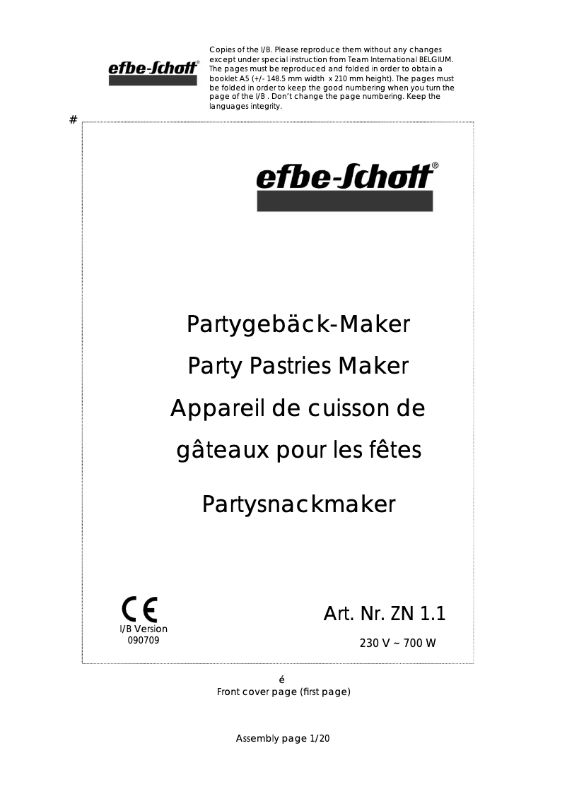 Page n°1 - Manuel utilisateur Efbe-Schott ZN 1.1