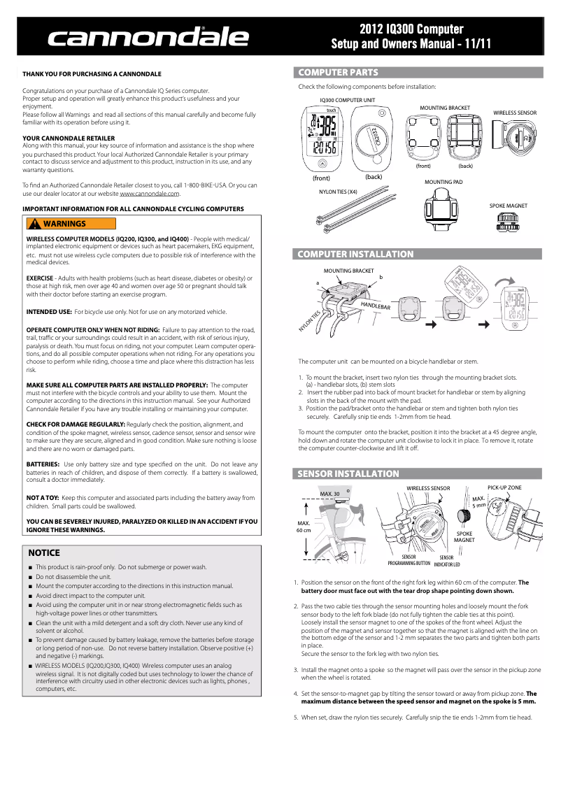 Image de la première page du manuel de l'appareil IQ300