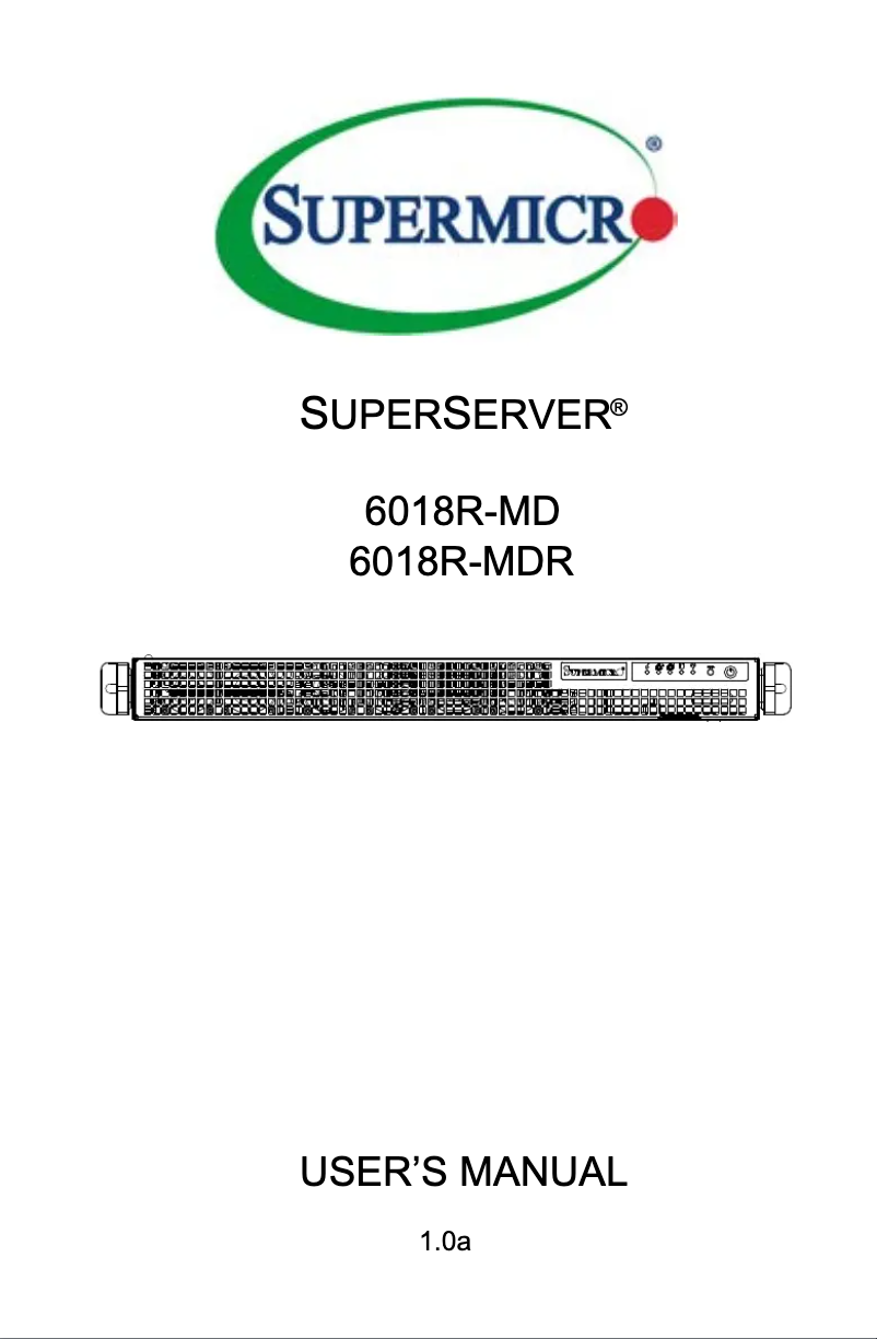 Page 1 de la notice Manuel utilisateur Supermicro SuperServer 6018R-MD