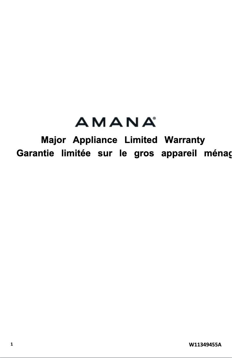 Page n°1 - Informations de garantie Amana ACR4203MNB