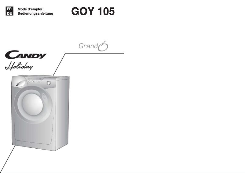 Page 1 de la notice Manuel utilisateur Candy Holiday GrandO GOY 105