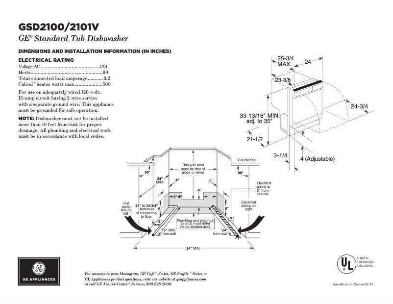 First page image of the manual for GSD2101VWW