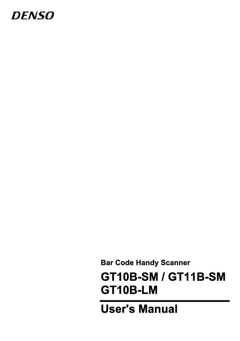 Page n°1 - Manuel utilisateur DENSO GT10-SM