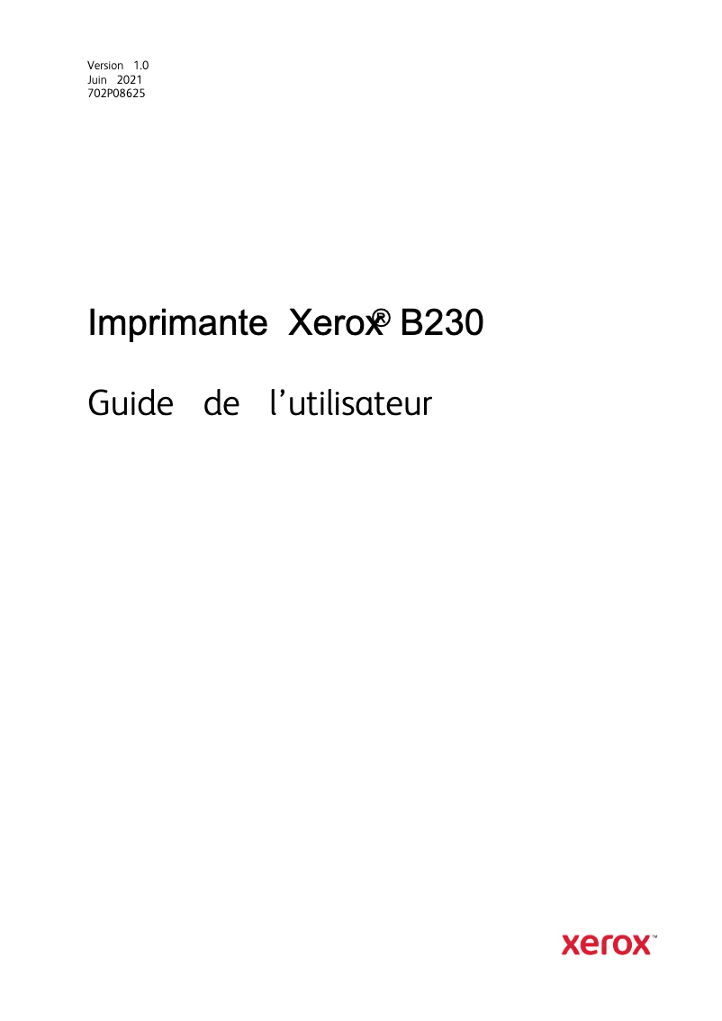 Page 1 de la notice Manuel utilisateur Xerox B230V