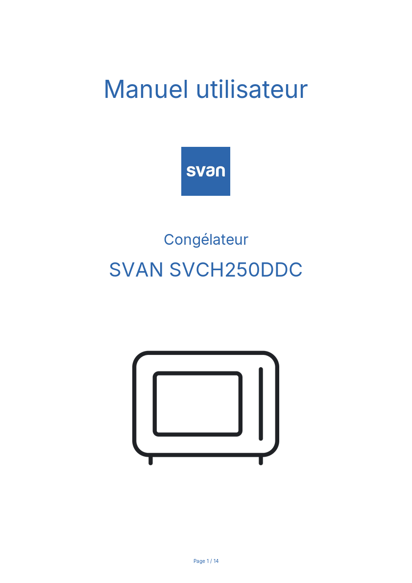 Page n°1 - Manuel utilisateur SVAN SVCH250DDC