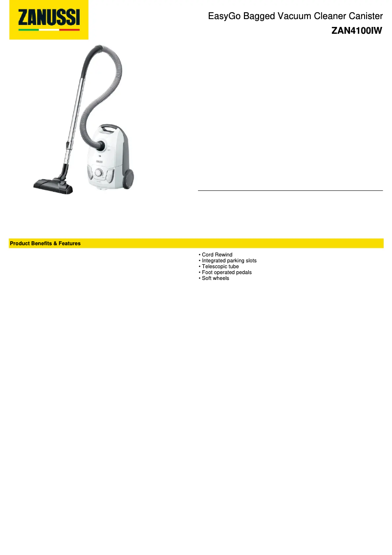 Image de la première page du manuel de l'appareil ZAN4100IW