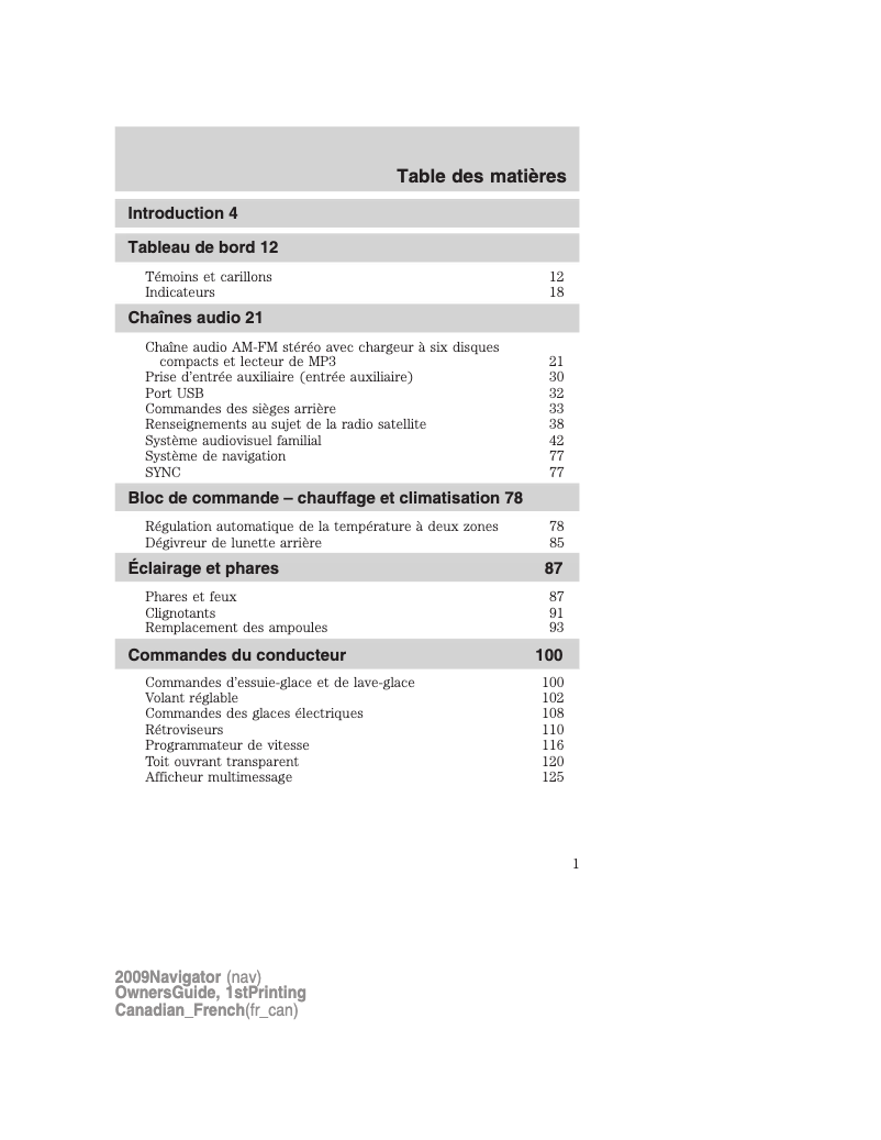 Image de la première page du manuel de l'appareil Navigator (2009)