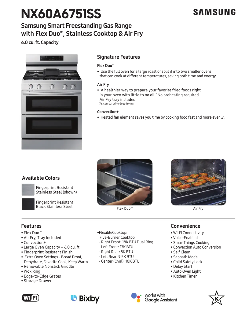 Página 1 del manual Ficha técnica Samsung NX60A6751SG