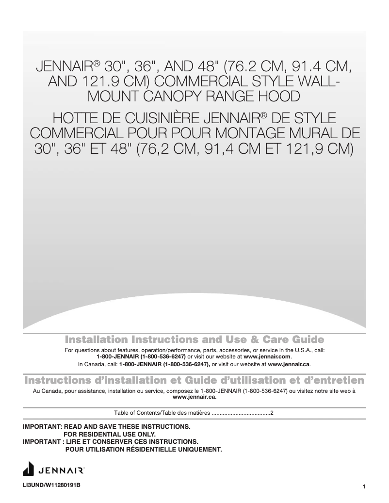 Page n°1 - Manuel utilisateur Jenn-Air JXW9036HP