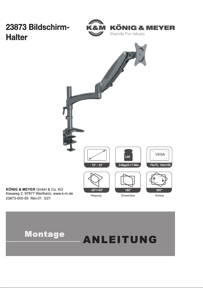 Page n°1 - Manuel utilisateur Konig & Meyer 23873