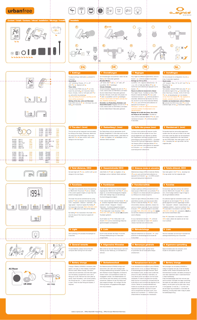 Page n°1 - Manuel utilisateur O-Synce Urban free